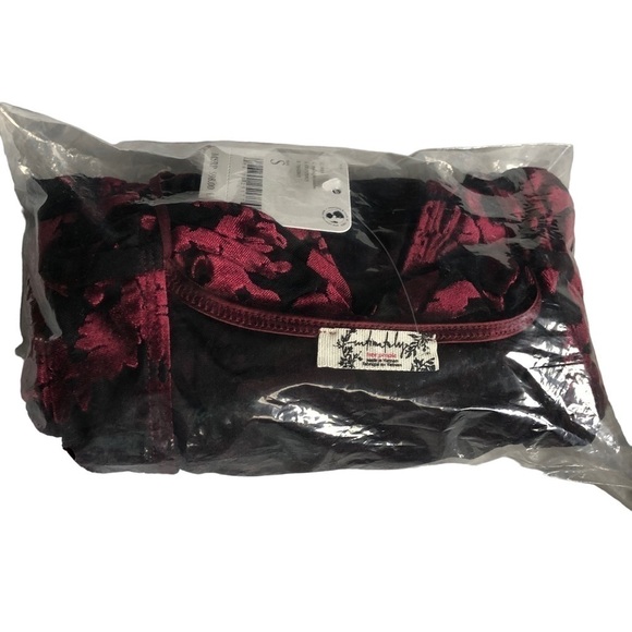 Free People Bodysuit Intimately Free Magic Hour Velvet Maroon Small - Picture 7 of 8